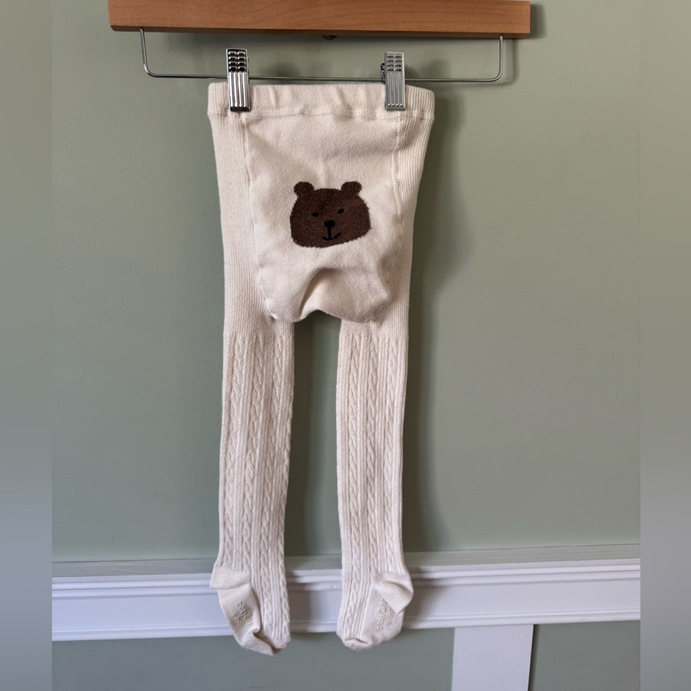 Baby Gap Cream Tights with Bear Design